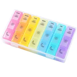 Enhanced Extra Large Weekly Pill Organizer, 3x Daily, Portable 7 - Day Pill Box with Moisture - Proof Transparent Storage (As Show)