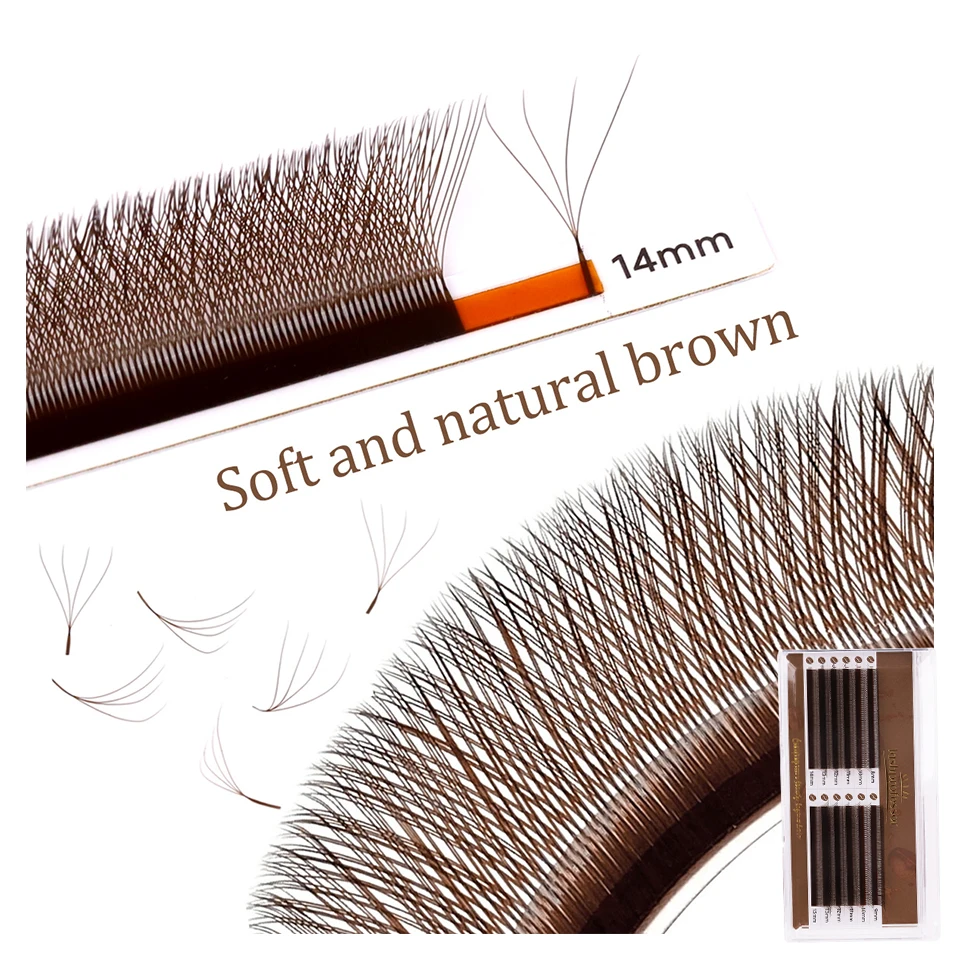 LASHPROFESSOR NEW Brown W Shaped Lashes 3D Fairy Clover Lashes Premade Bloom Fans 3D 5D Eyelash Extension Dark Brown 4DW Lashes
