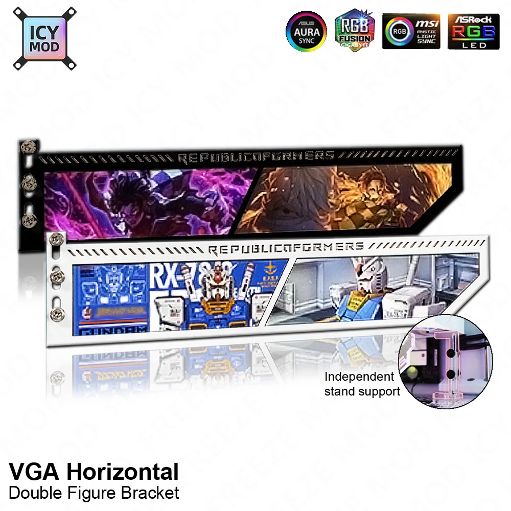 Diy Colorido Gpu Bracket Titular Vga Qualquer Foto Suporte a Placa de Vídeo Personalizar 5v 12v Rgb Aura Sync Mod Designs Personalizáveis