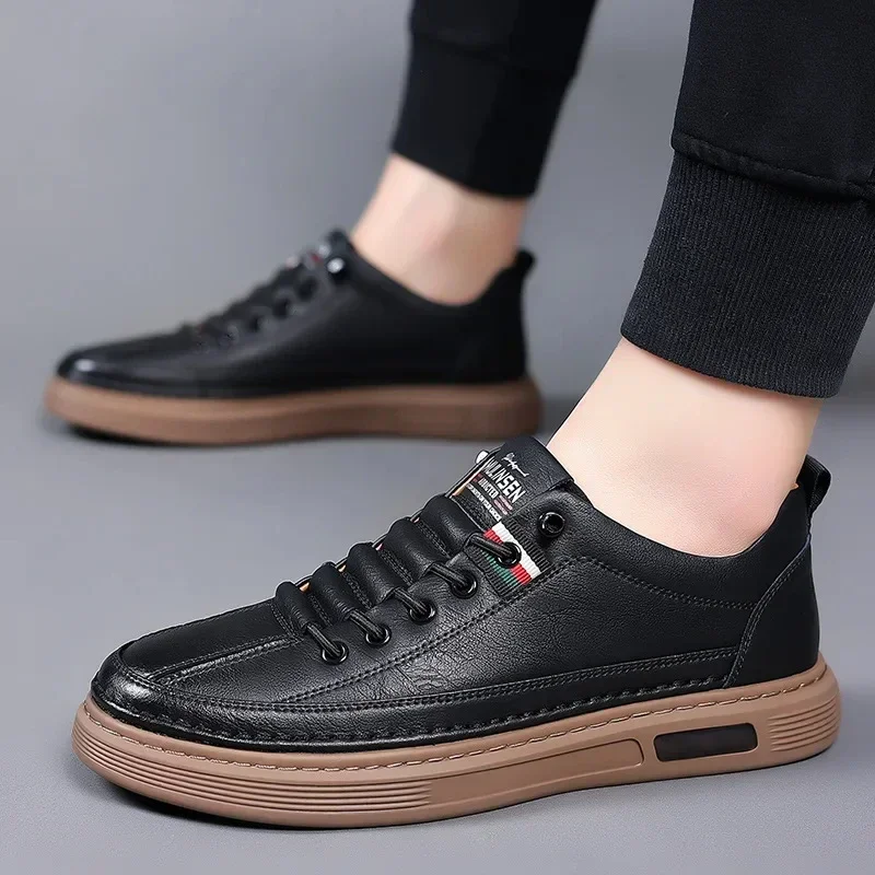 Brand Men's Casual New Leather Shoes for Men Non-slip Sports Shoes Fashion Comfortable Sneakers Male Flat Slip-on Casual Shoes 4