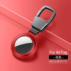 Premium Metal Shockproof Case with Keychain for AirTag - Enhanced Scratch and Fall Protection (Red)