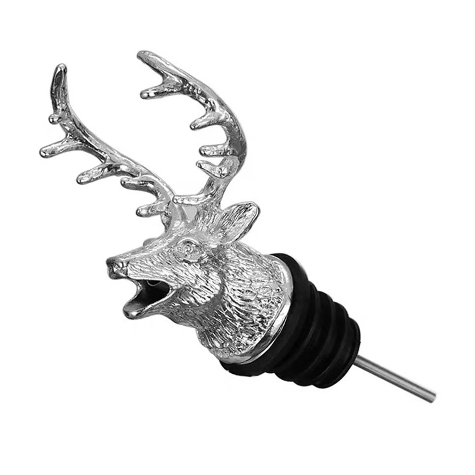 Zinc Alloy Deer Head Red Wine Aerator Pourer Wine Bottle Stopper Tool Eye Catching Animal Shape Design Made for Longevity