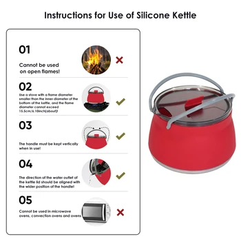 Ultra-Lightweight Collapsible Cook Pot Compact Camping Kettle 1 Liter And With Lid Silicone Cookware For Travel Camping 5