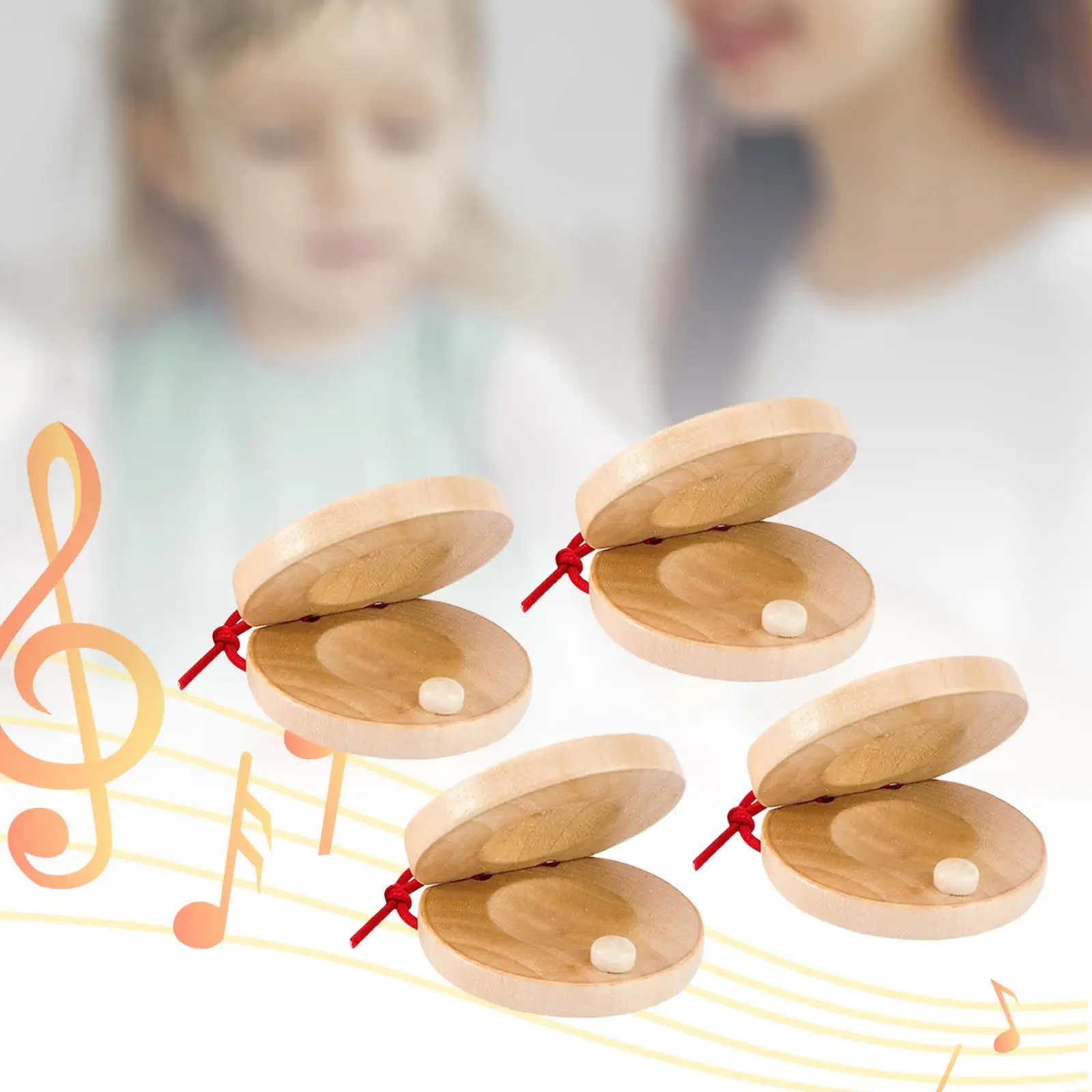 Wooden Castanets Percussion Instrument Toys, Development Toys, Musical Castanets