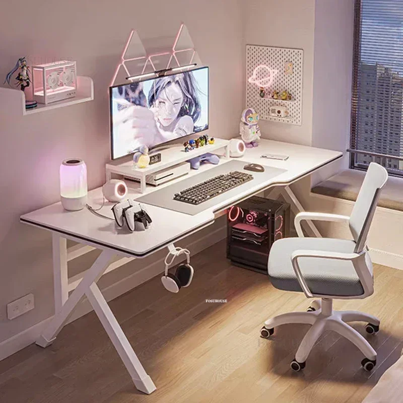 Modern Desktop Computer Desks Home Office Desk Furniture Bold K Legs White Gaming Desk Simple Bedroom Home Student Study Table M