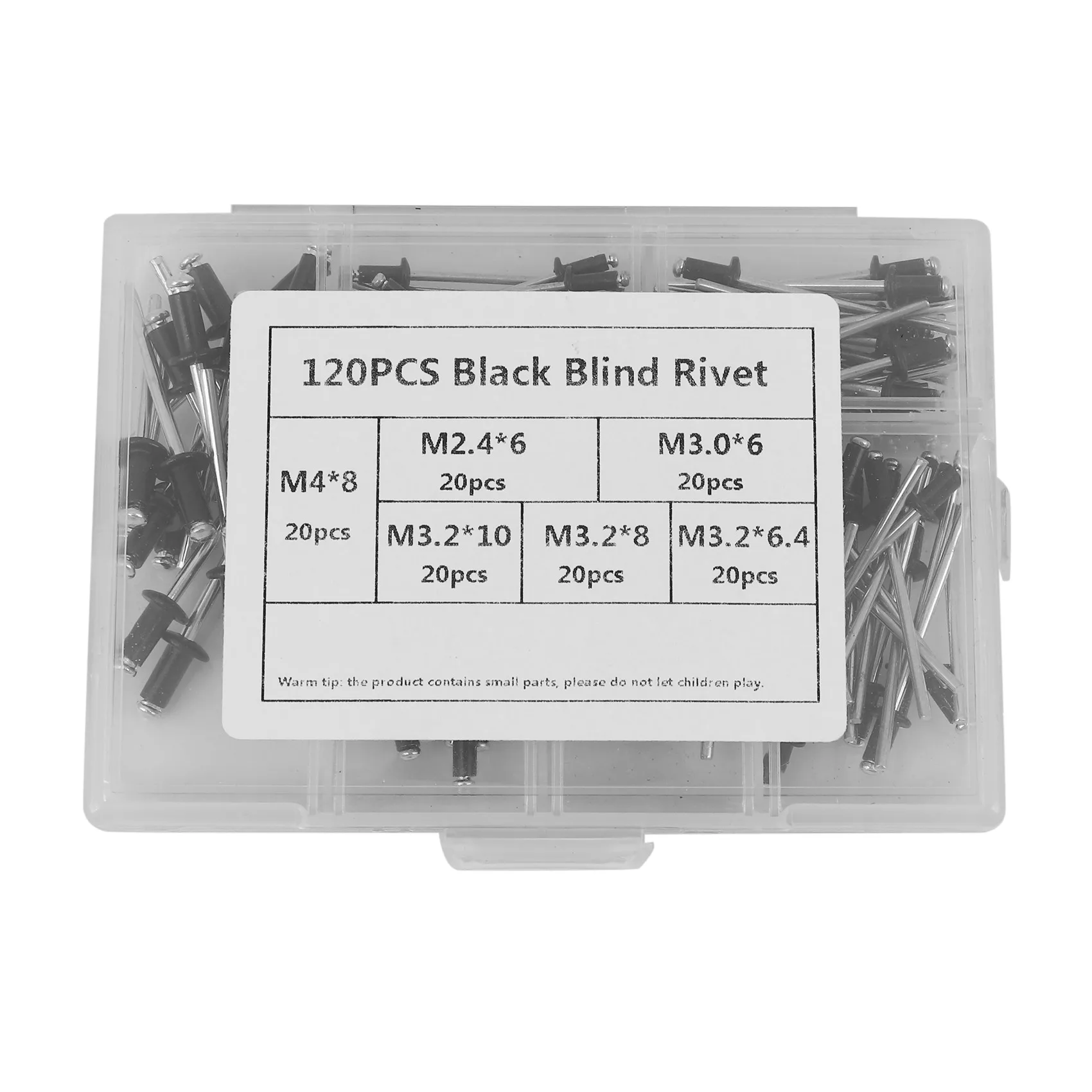 120Pcs/Set M2.4 M3.0 M3.2 M4 Black Aluminium Blind Rivets Nail Decoration Rivets For Furniture Assortment Kit Hw078