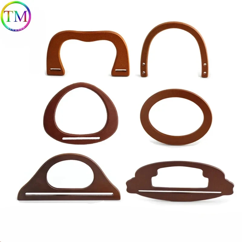 

2Pcs DIY Classic Wood Strap Solid Color Wooden Bag Handle Decorative Bags Accessories Handbag Purse Tote Replacement Making Tool