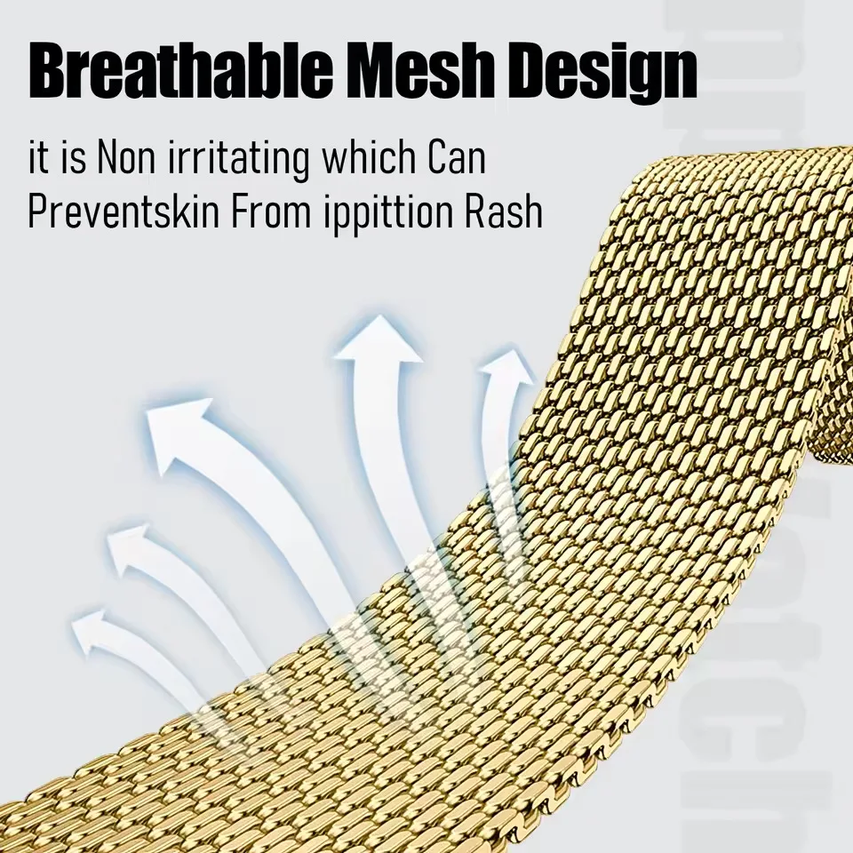 Premium Steel Mesh Milanese Loop Metal Magnetic Strap for Smartwatches, Available in Multiple Sizes