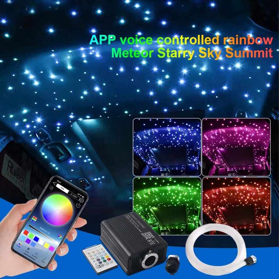 VASTFIRE Twinkle Starlight Glasfaser Licht,32W Dual Port Motor 1000pcs 13.1ft LED Stern Decke Fiber Optic Light Kit APP/Sound Fernbedienung für Auto/Haus/Partei