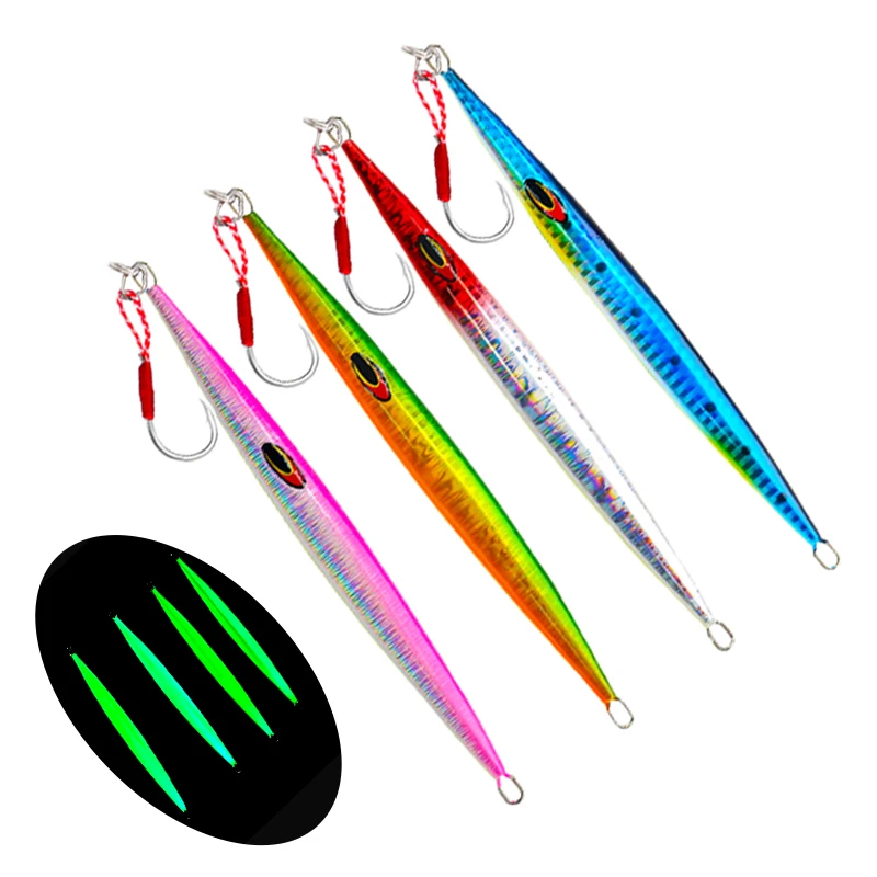 

ORJD Fishing Lure Metal Slow Jig Casting Spoon 80G Fast Sinking Fall Lure Kit Jig Artificial Hard Metal Bait Luminous