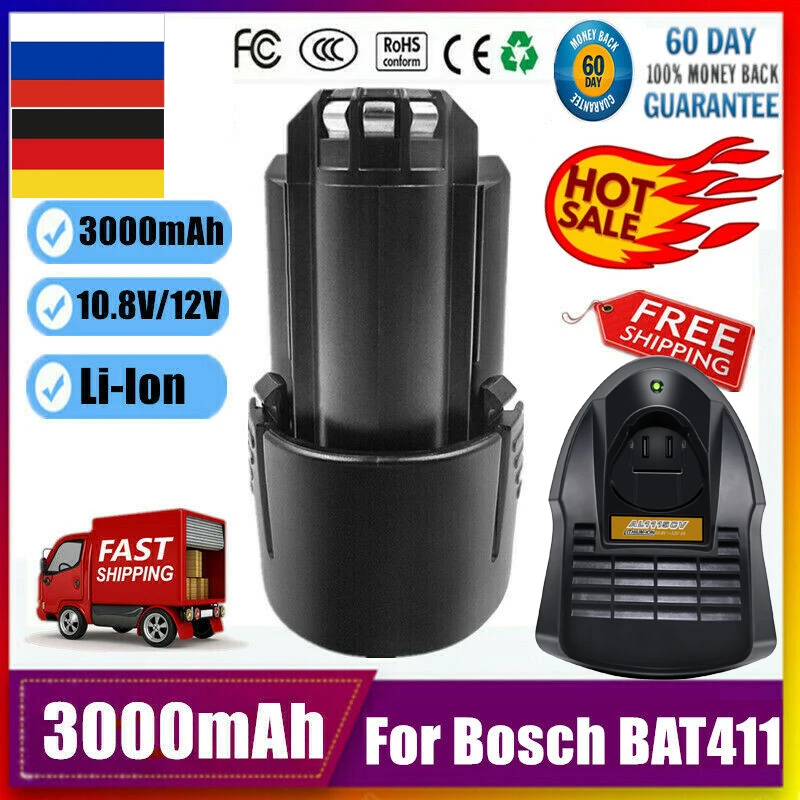 12v 6.0ah Li-ion Bat420 Replacement Battery For Bosch Bat411 Bat412 Bat413  Bat414 10.8-volt Max Battery Cordless Power Tools L50 - Rechargeable  Batteries - AliExpress