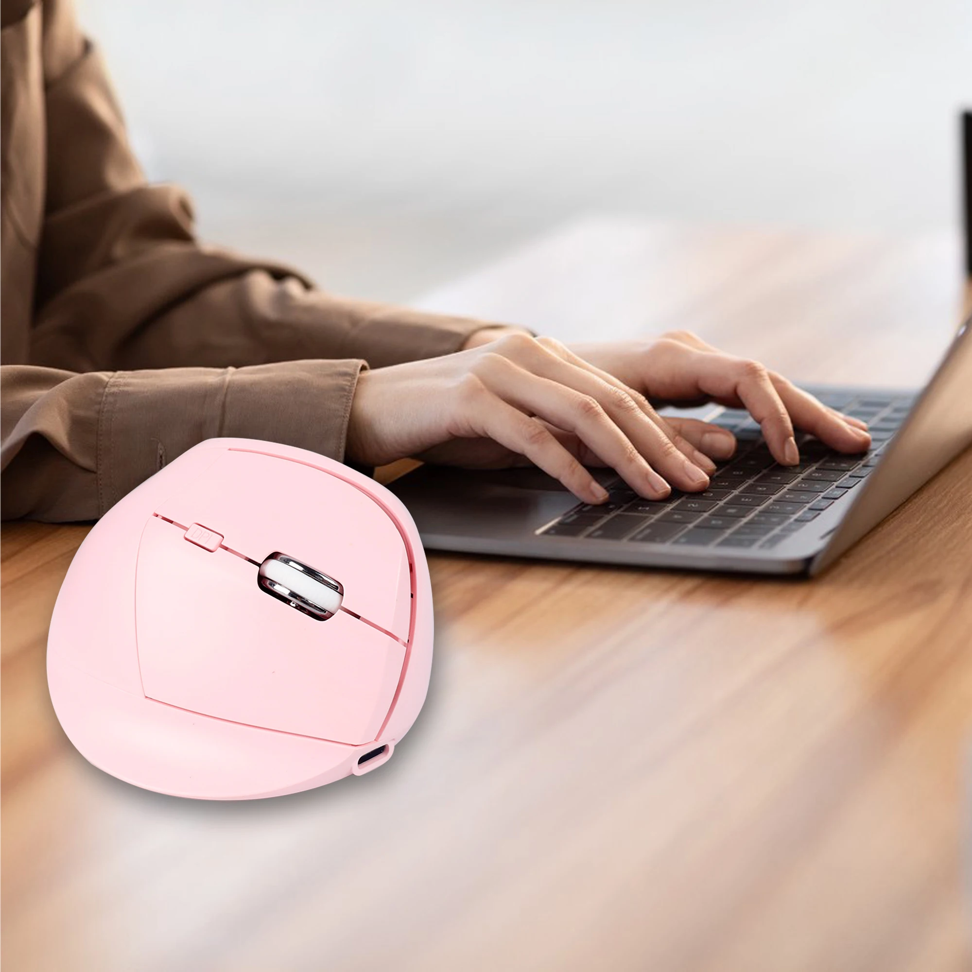 Ergonomic Dual-Mode Wireless Vertical Mouse with Rechargeable Battery and Quiet Clicks
