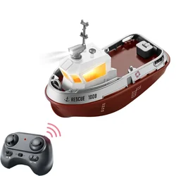 Remote Control LED Mini Tugboat Toy - Dual Motors Electric Watercraft (WHITE)