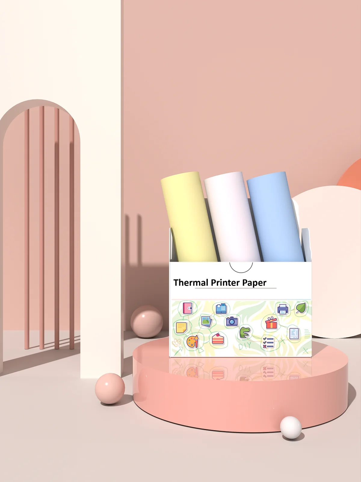 미니 프린터용 감열지, 학습 및 사무실용 DIY 용지, 노란색 핑크 파란색, 3 롤 컬러, M02 T02 HD 사진
