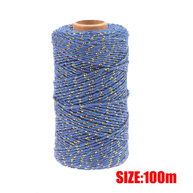 1Roll 2MM*100M 11 Colors Cotton Twine Rope Cord Tying Christmas Wedding Decoration Gift Packaging String DIY Gift Crafts Wrap