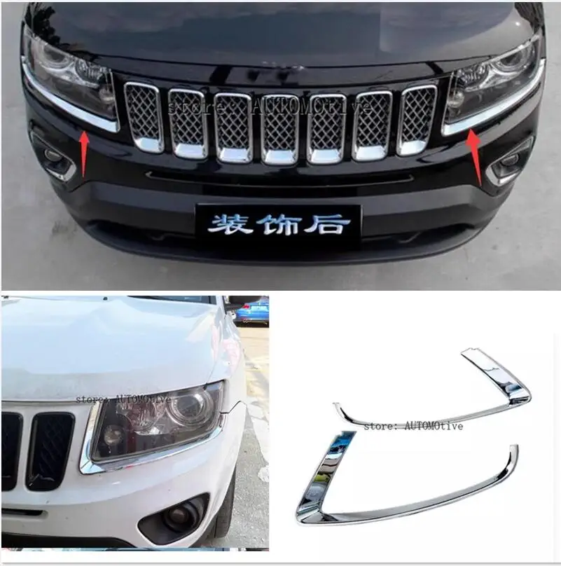 

Headlight Eyebrow Trim 2011-2015 For Jeep Compass Car Front Head Lamp Light Cover Sticker Brow Headlamp Eyelid