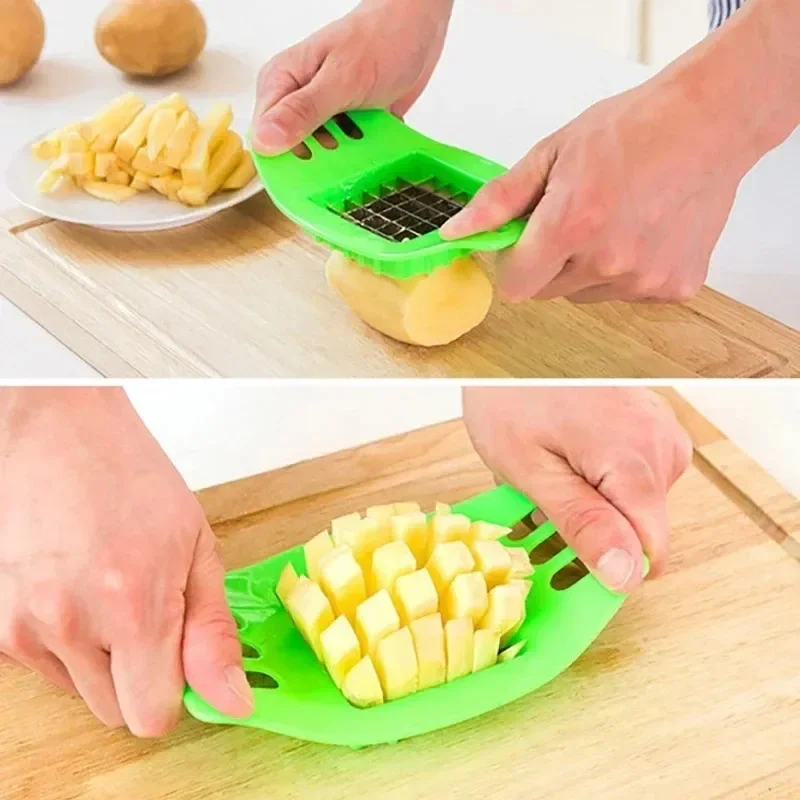 Vegetable Cutter Stainless Steel Vegetable Potato Cutter Vegetable Slicer Chopper Chips Making Tool Potato Cutting Fries Tool Kitchen Accessories