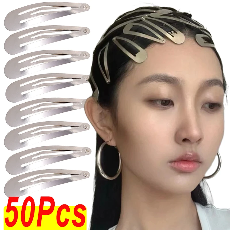 Einfache silberne Haarspangen BB Snap Haarnadeln Basis für DIY handgemachte Metall Haarspangen Styling Werkzeuge Y2K Frauen Mädchen Haarschmuck