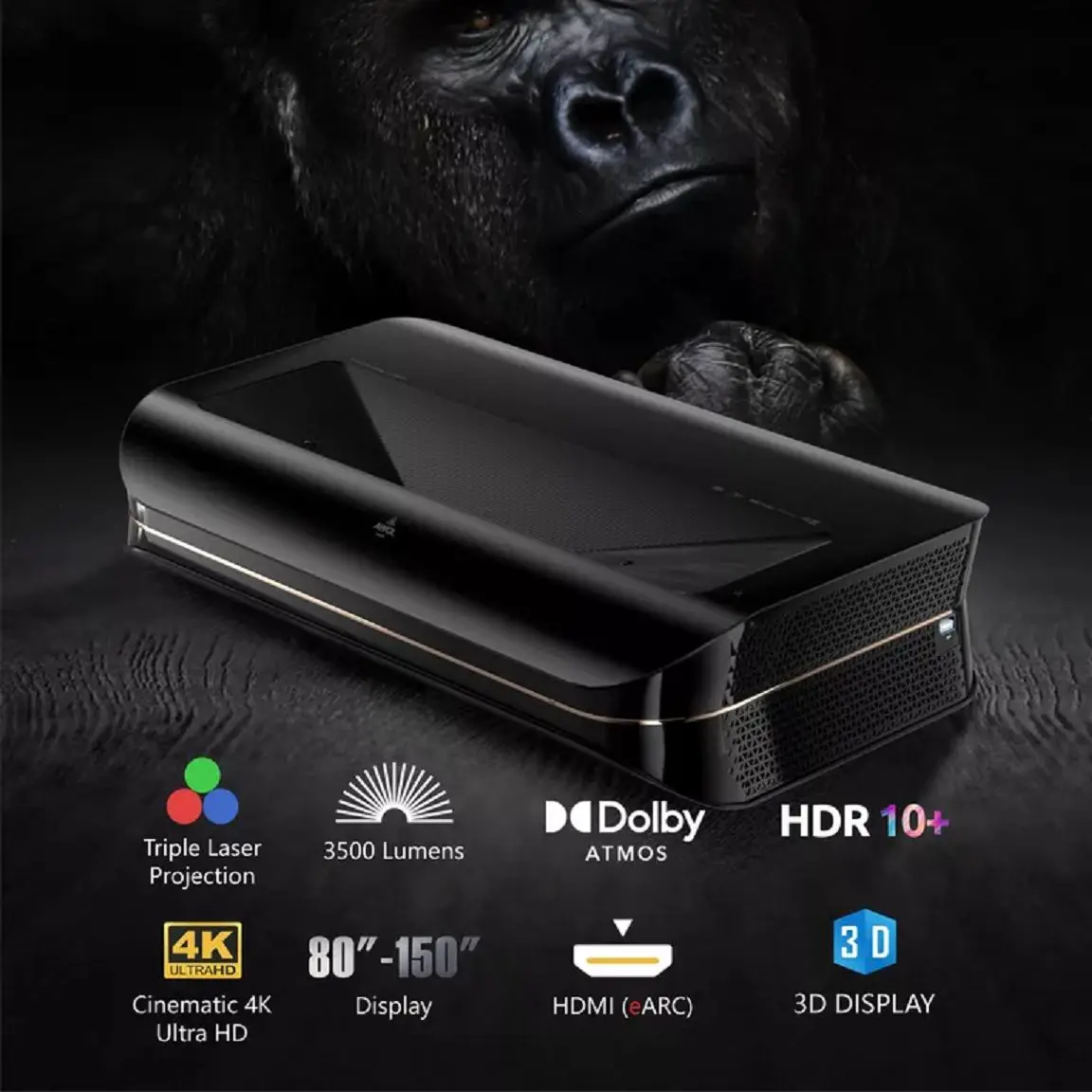 Awol Vision LTV3500 Beamer 4K 3D Projector Ultra Short Throw Laser