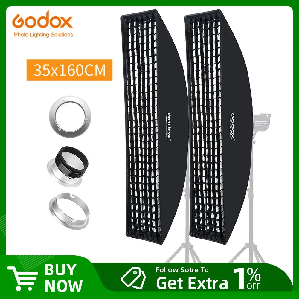 Portable Rectangular Honeycomb Grid soft box 2Pcs Godox 35x160cm 14"x 63" For Bowens Elinchrom Moun For Studio Flash photography softbox bowens mount softbox portable softbox