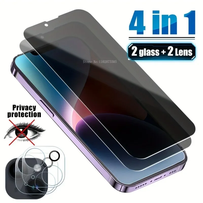 Vetro Temperato Privacy 4 In 1 Per Iphone 15 14 Pro Max Proteggi Schermo Per Iphone 12 13 Mini 11 Pro Max 14 15 Plus Glass
