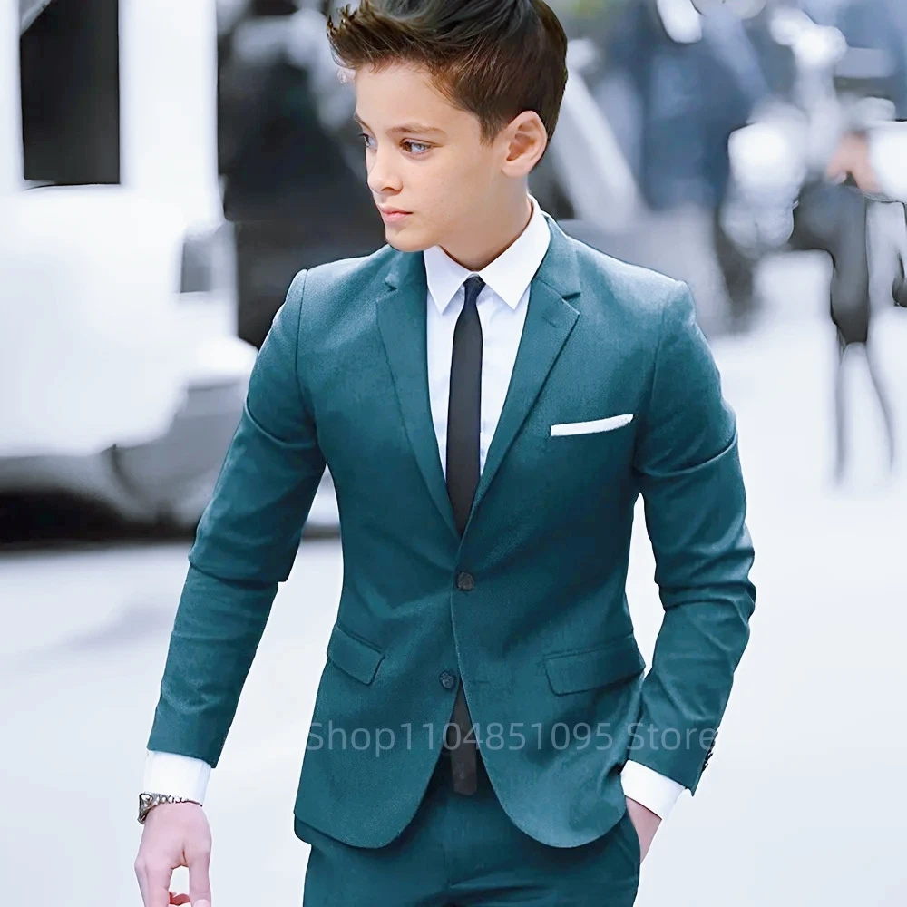 Boys Formal Suit Classic Notch Lapel Blazer And Pants Set for School Activities Wedding Ring Bearer Outfit 2 Pieces Kids Clothes