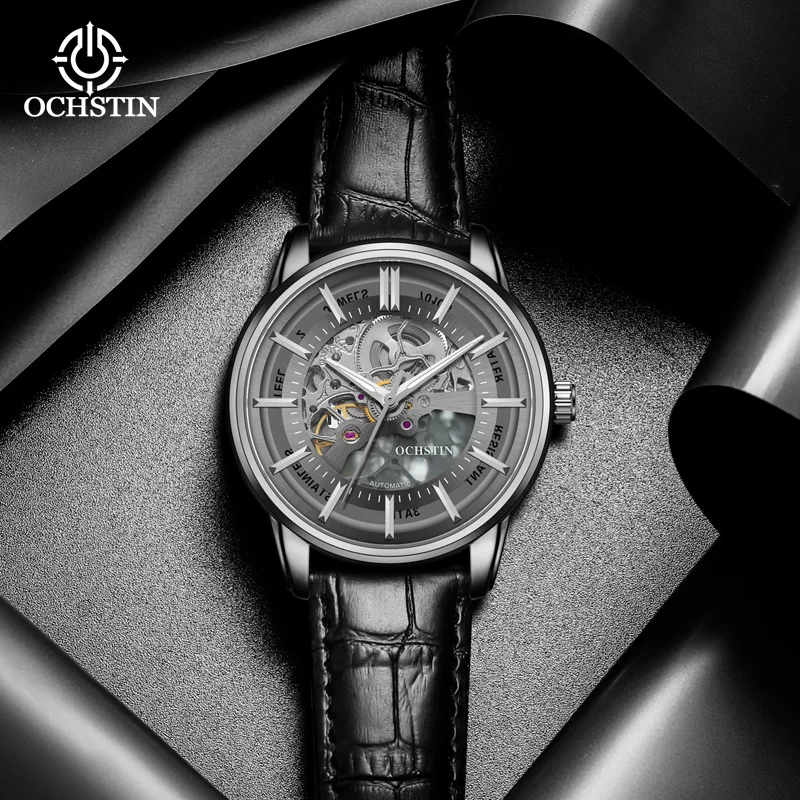 OCHSTIN New 2024 Master Series Simple and Personalized Hollow Mechanical Movement Waterproof Watch Men's Mechanical Watch