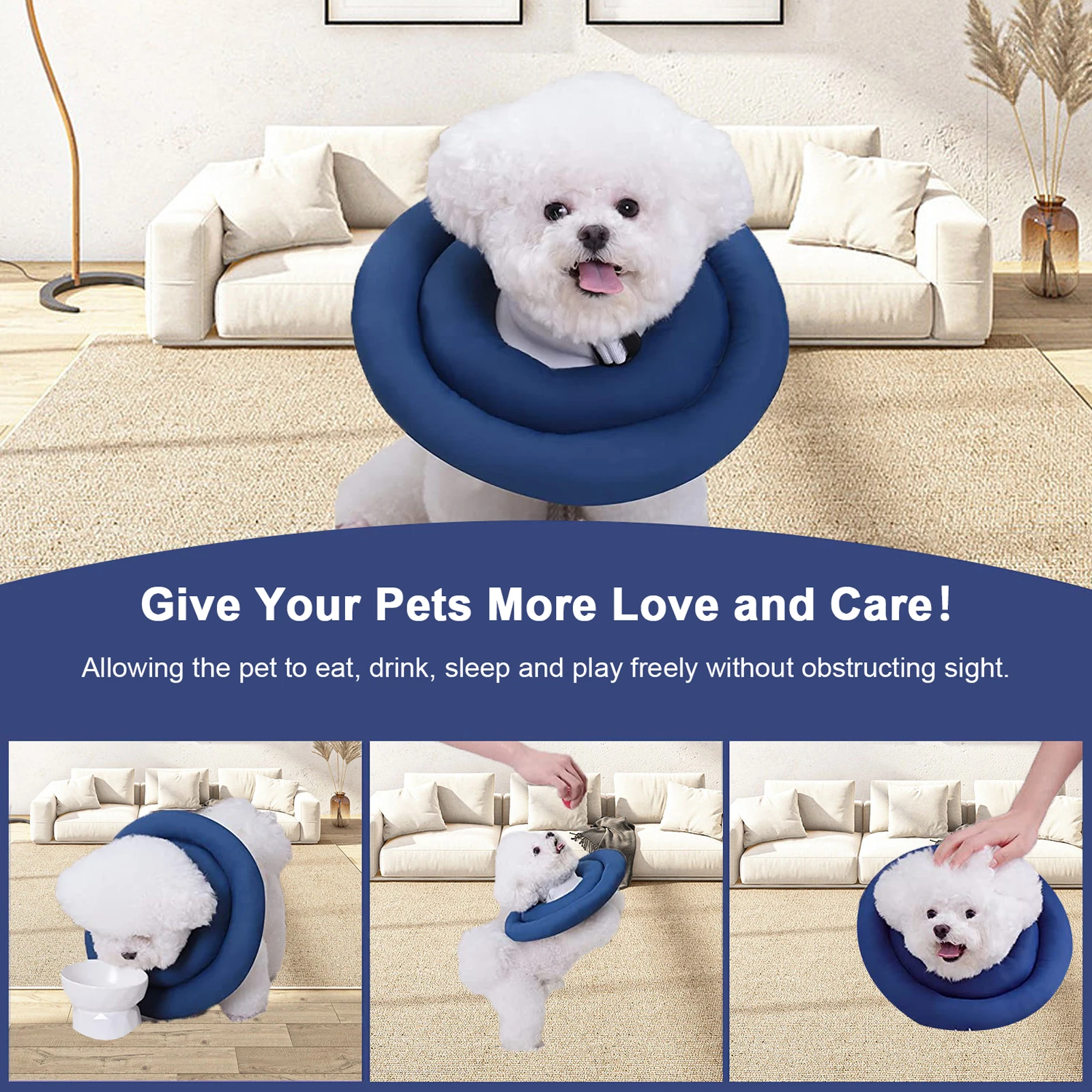 Protective Inflatable Dog Cat Collar Soft Pet Recovery Collar