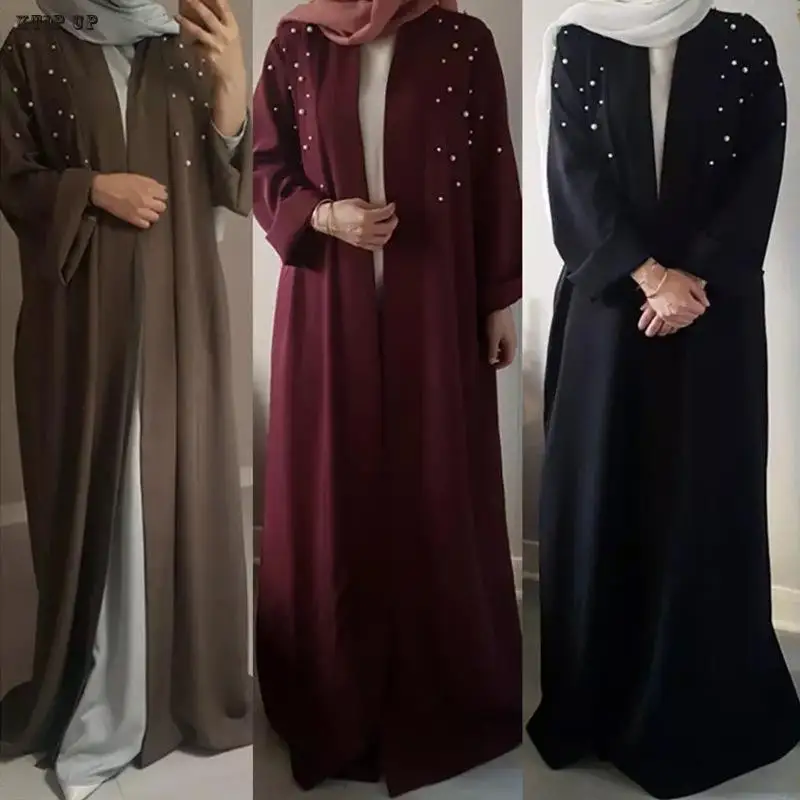 여성을 위한 우아한 심플 아바야, Eid Mubarak, 두바이 이슬람 카디건, 터키 이슬람 의류, 카프탄, 아랍 여성 겸손한 가운