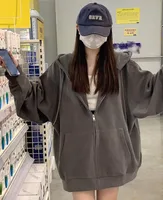 Korean Fashion Zipper Hood Sweatshirt Women Autumn Long Sleeve Tops Casual Y2K Hoodies Streetwear Harajuku Loose Jackets Coats - Image 4