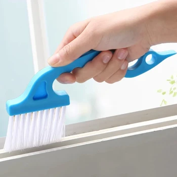 Brosse de nettoyage des espaces de fenêtre 2 en 1 et pelle plate, outil de nettoyage ménager pour cuisine, salle de bain, toilettes 1