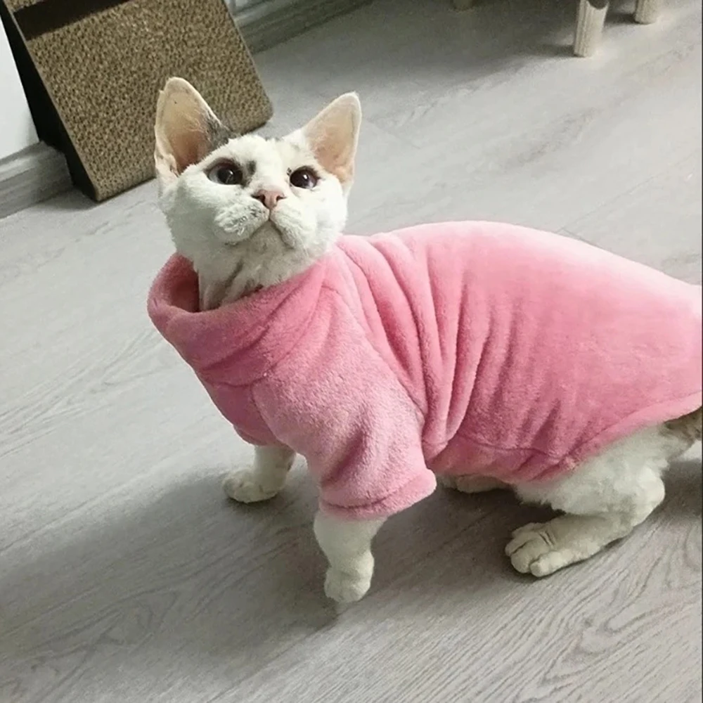 따뜻하고 두꺼운 스핑크스 고양이 옷 겨울용 펫 스웨터 페르시안 친칠라 후디 강아지 의류 고양이 옷