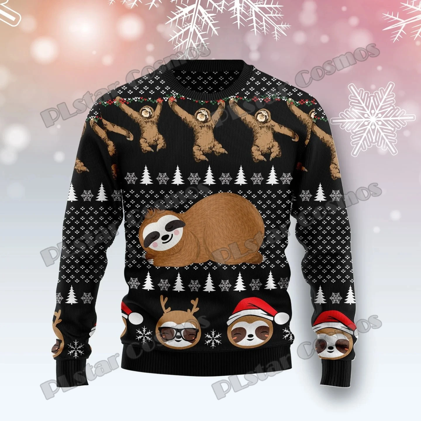 

PLstar Cosmos Crazy Sloth Pattern 3D Printed Men's Ugly Christmas Sweater Winter Unisex Casual Warm Knitwear Pullover MY31