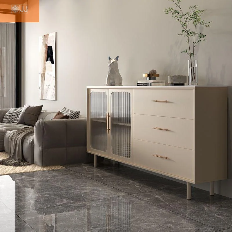 Light Luxury Cream Style Stone Plate Sideboard Storage Chest of Drawers Living Room Side Cabinet