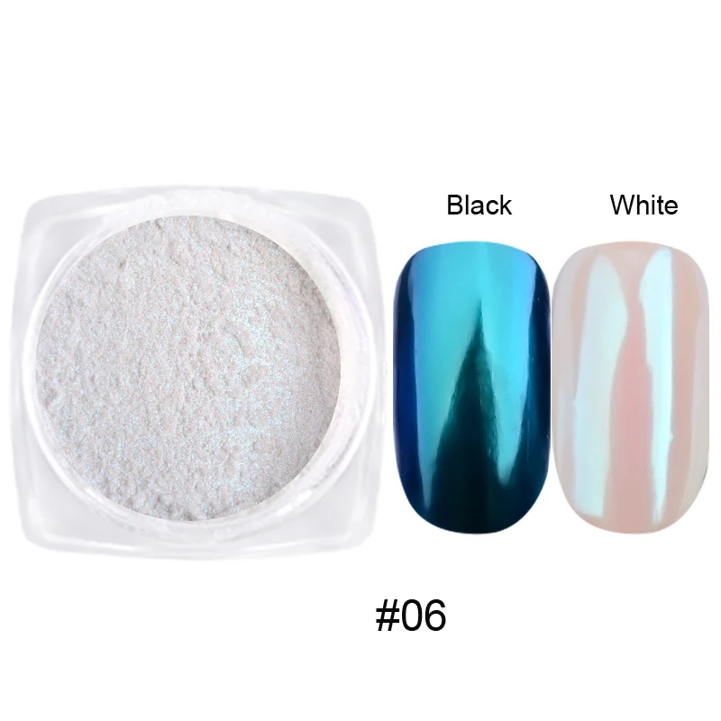 12Colors/set Aurora Shimmer Nail Mirror Powder Net1-2g*12jars Moonlight White Aurora Chrome Powder DIY Shell Rubbing Dust nail powder