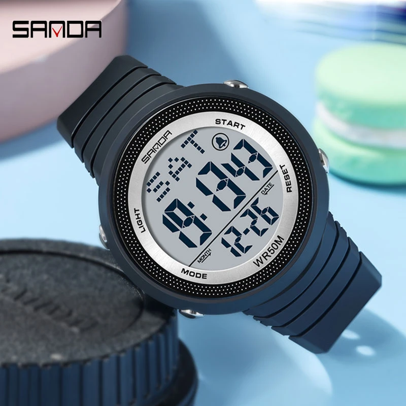 SANDA reloj deportivo para hombre y mujer, pulsera Digital resistente al agua hasta Unisex, con números grandes| | - AliExpress