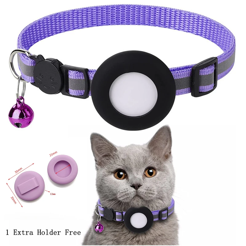 Reflective Breakaway Safety Pet Collar with Bell and GPS Holder