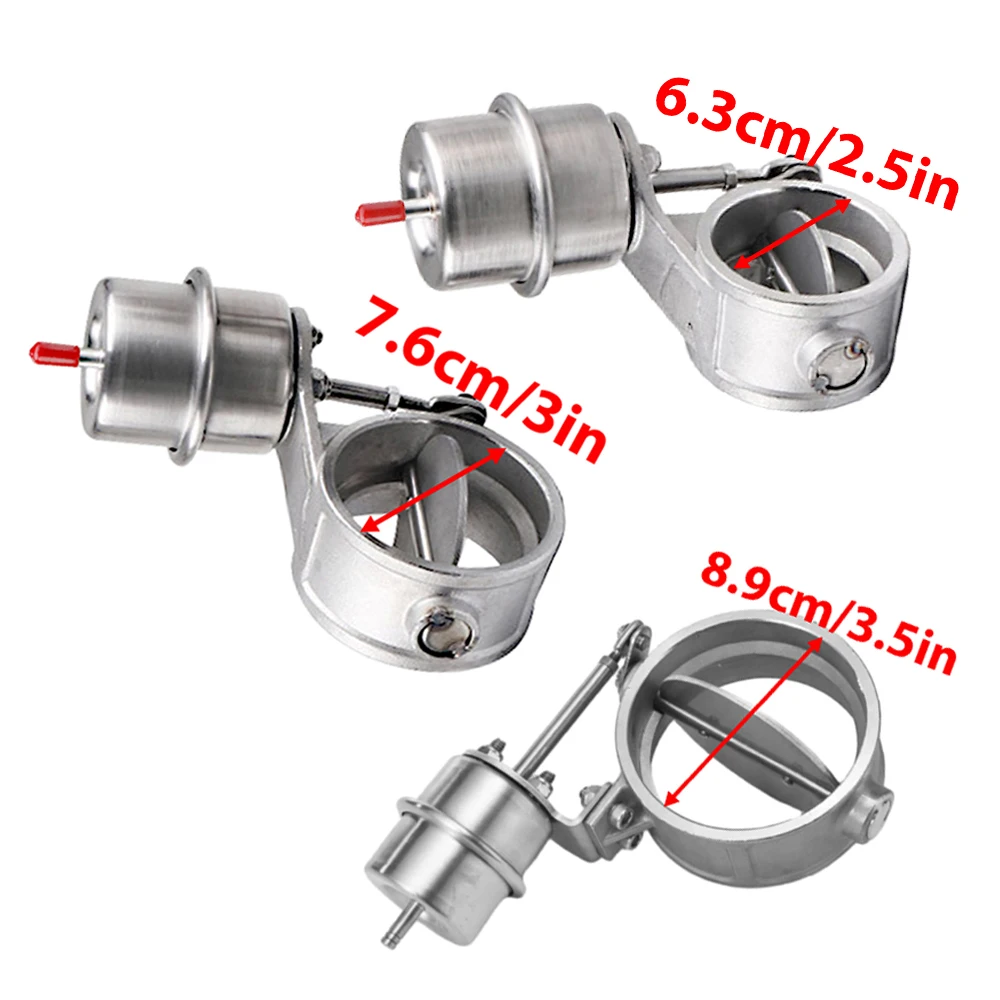 Silver Vent Valve Normally Open Vacuum Valve Driver for 63mm/2.5inch 76mm/3inch 89mm/3.5inch exhaust pipes Car Accessories