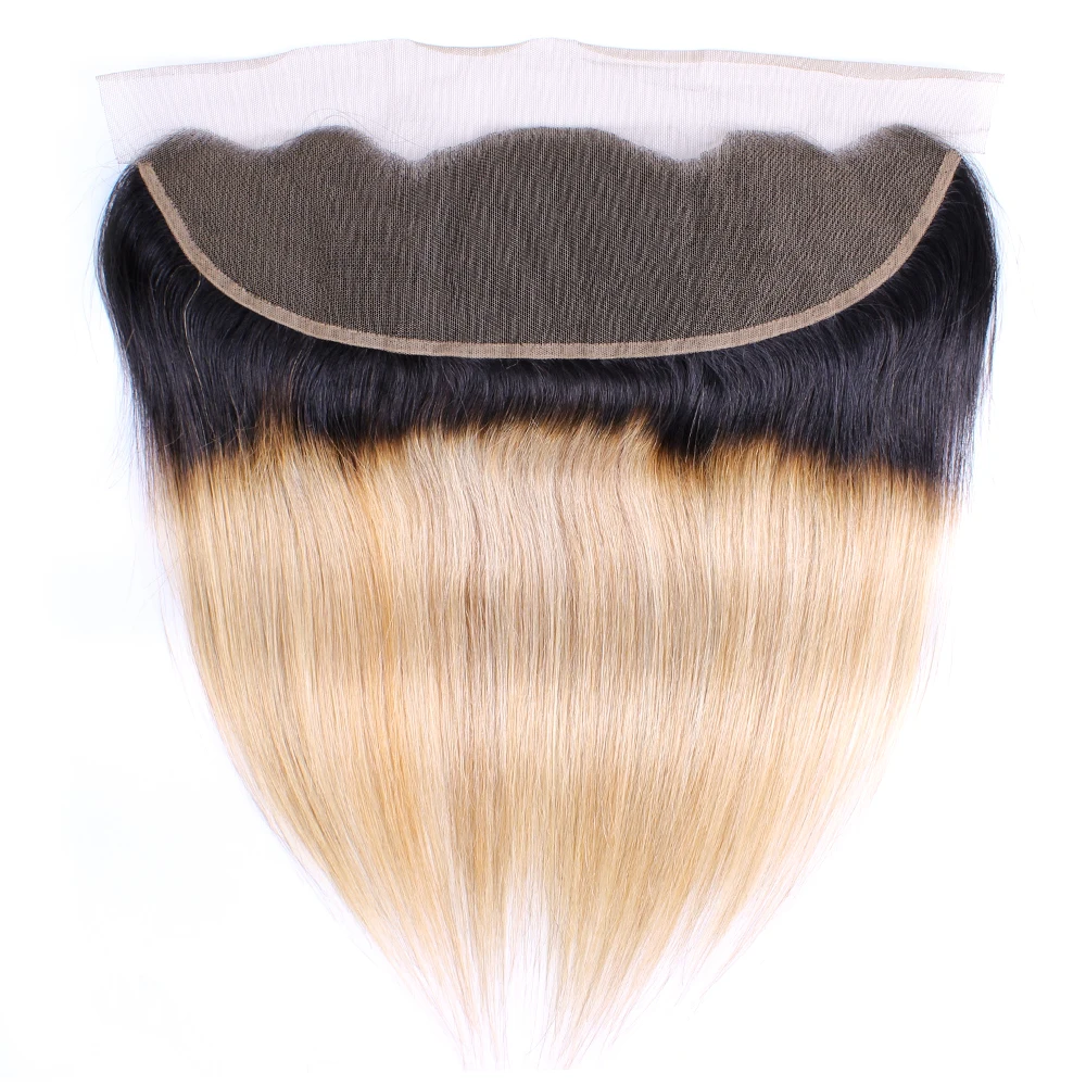 14 Inch 13x4 Lace Frontal Dark Brown T1B27 T1B30 Ear To Ear Remy Brazilian Human Hair Brown Color Honey Blonde Color Frontals