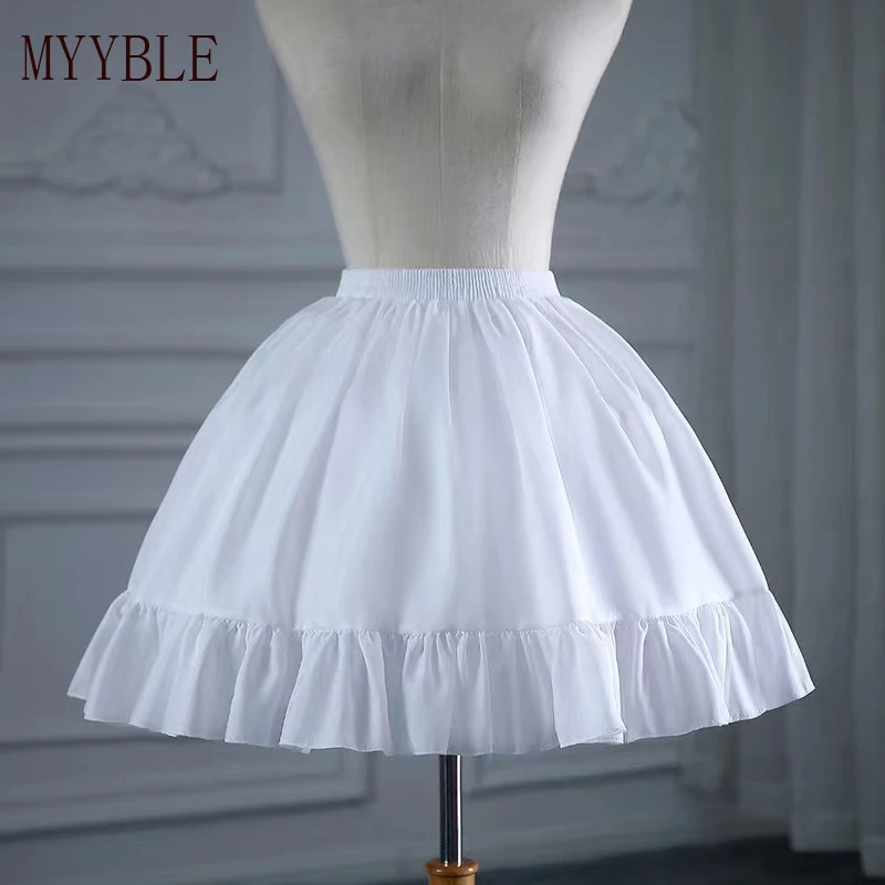 

Womens Lolita Cosplay Short Petticoat Ruffles Single Hoop Crinoline Underskirt Elastic Waist Bridal Wedding Skirt Slips