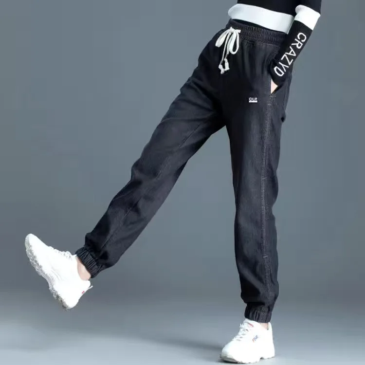 

Letter Print Hip Hop Casual Jean for Women Y2k baggy vintage Black Straight Leg Wide Pants Harajuku Street Clothing for Men