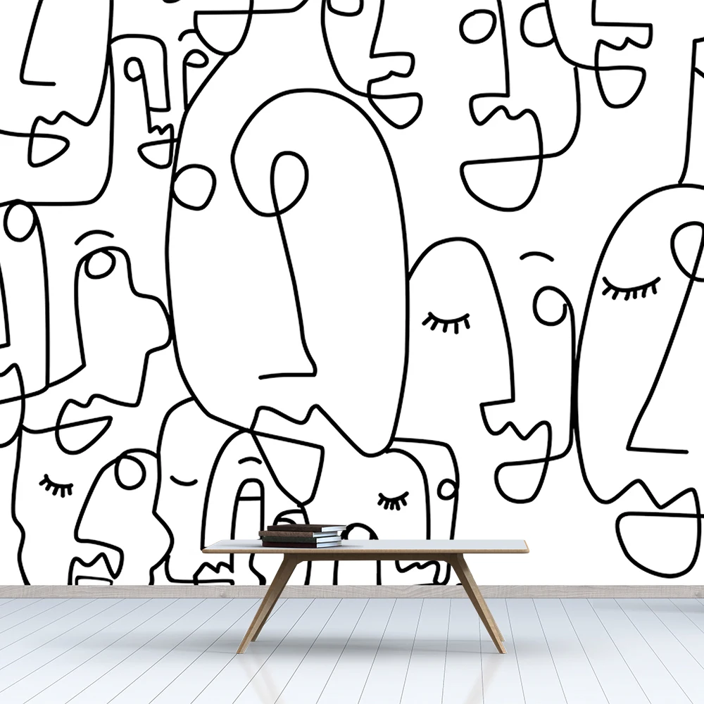 Bacal-papel de Parede 3d de Desenho Facial Grande Mural para Banheiro Câmera Fundo Removível Retrato Decoração de Casa