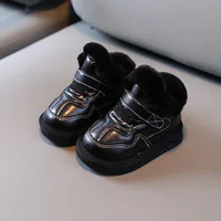 2024 Winter Snow Boots For Girls PU Leather Plush Warm Cotton Shoes Anti-slippery Soft-soled Velvet Soft Winter Footwear For Kid 3