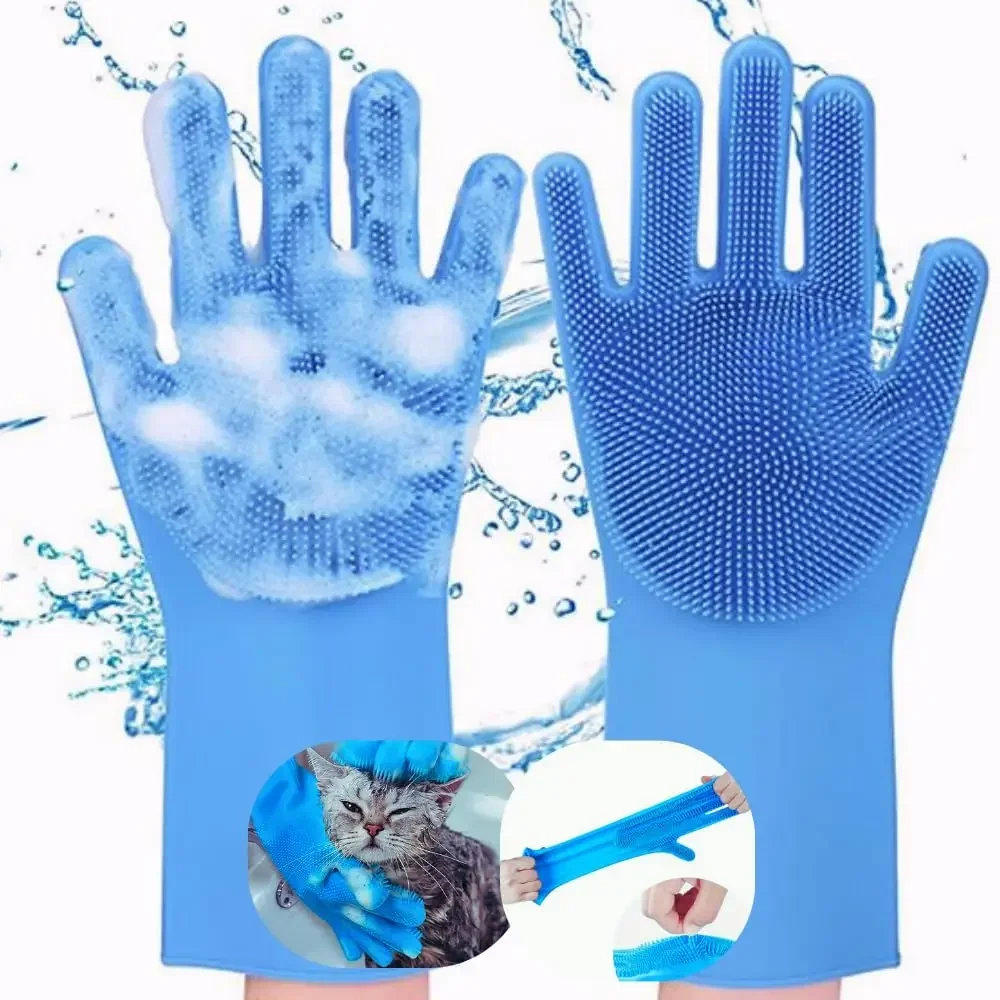 Pet Bath Massage Hair Removal Gloves High Quality Silicone Hair Removal Comfortable Clean Anti-Bite Gloves Dog Bath