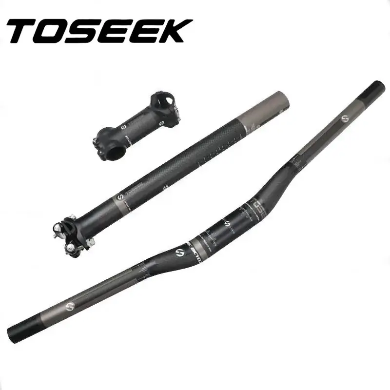 3K Carbon Fiber Mountain Bicycle Handlebar Stem SeatPost For MTB Bike Rise/Flat Handle Bar Sets Parts