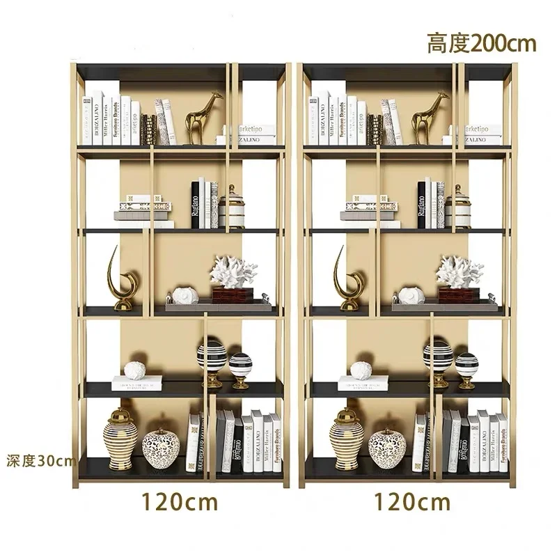 Modern office bookshelf living room partition display shelf Nordic luxury bookcase stainless steel floor shelf