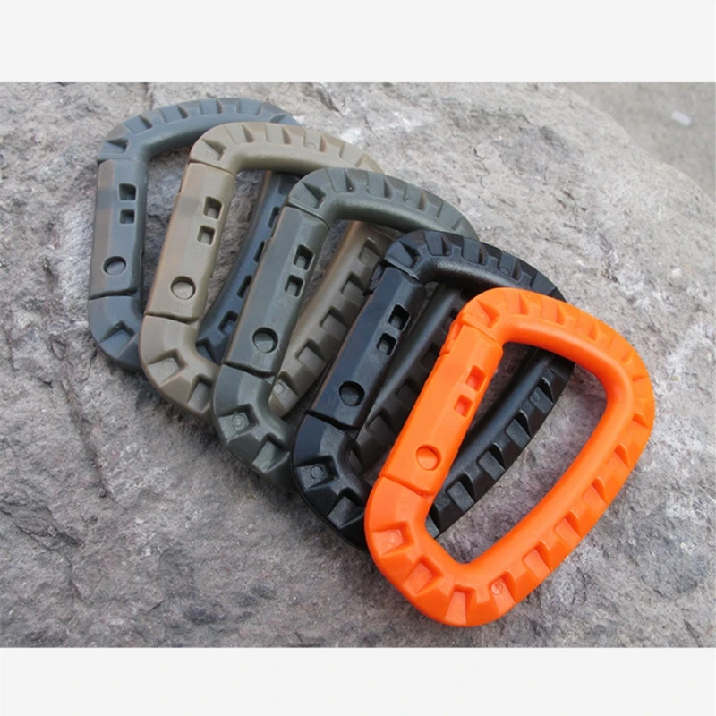 Outdoor Medium Load Weight Plastic Steel Link Button Nylon Button Tactical D Clasp Mountaineering Military Camping Accessories climbing buckle
