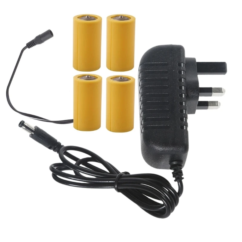 범용 6V LR14 C 제거기, 4x1.5V C 크기 교체, LED 조명, 전자 장난감, 110V, 220V, 50Hz, 60Hz