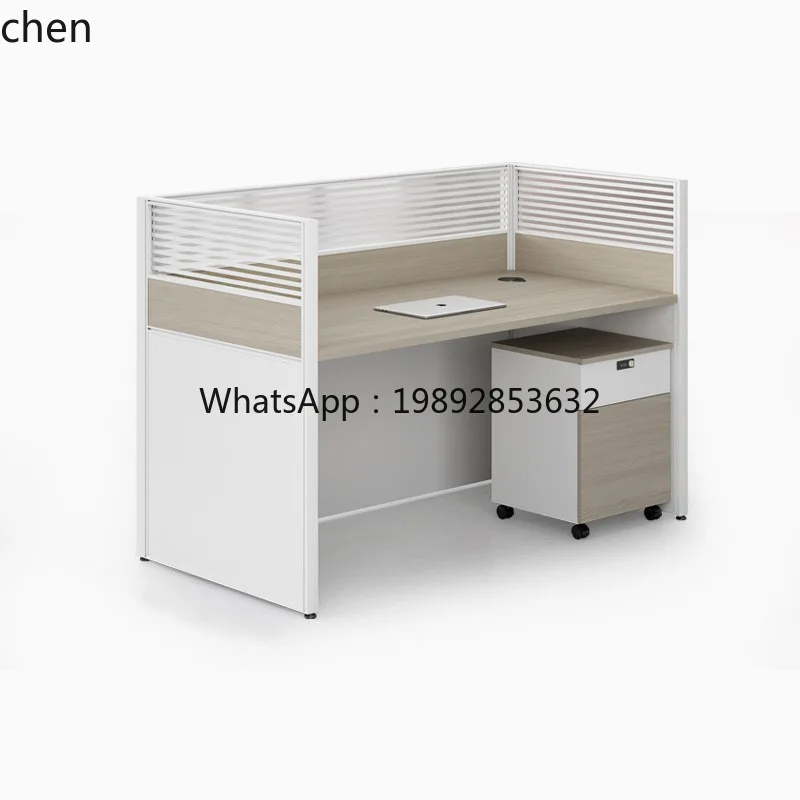 YFY Ensemble bureau et chaises pour quatre membres du personnel, poste de travail financier avec cloison, mobilier de bureau pour poste de travail