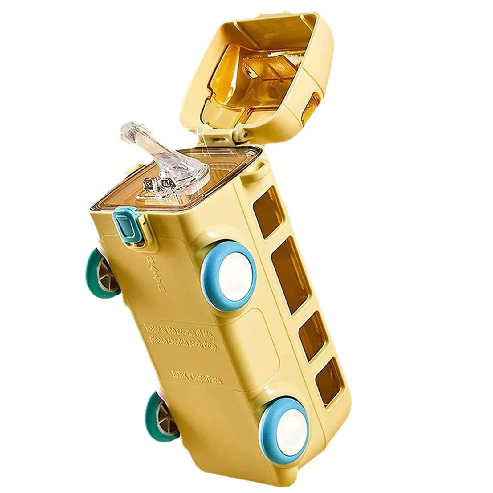 Cute Bus Shape Cup for Kids Portable Water Cup In Bus Shape Children's Small Car Straw Water Bottle with Shoulder Strap